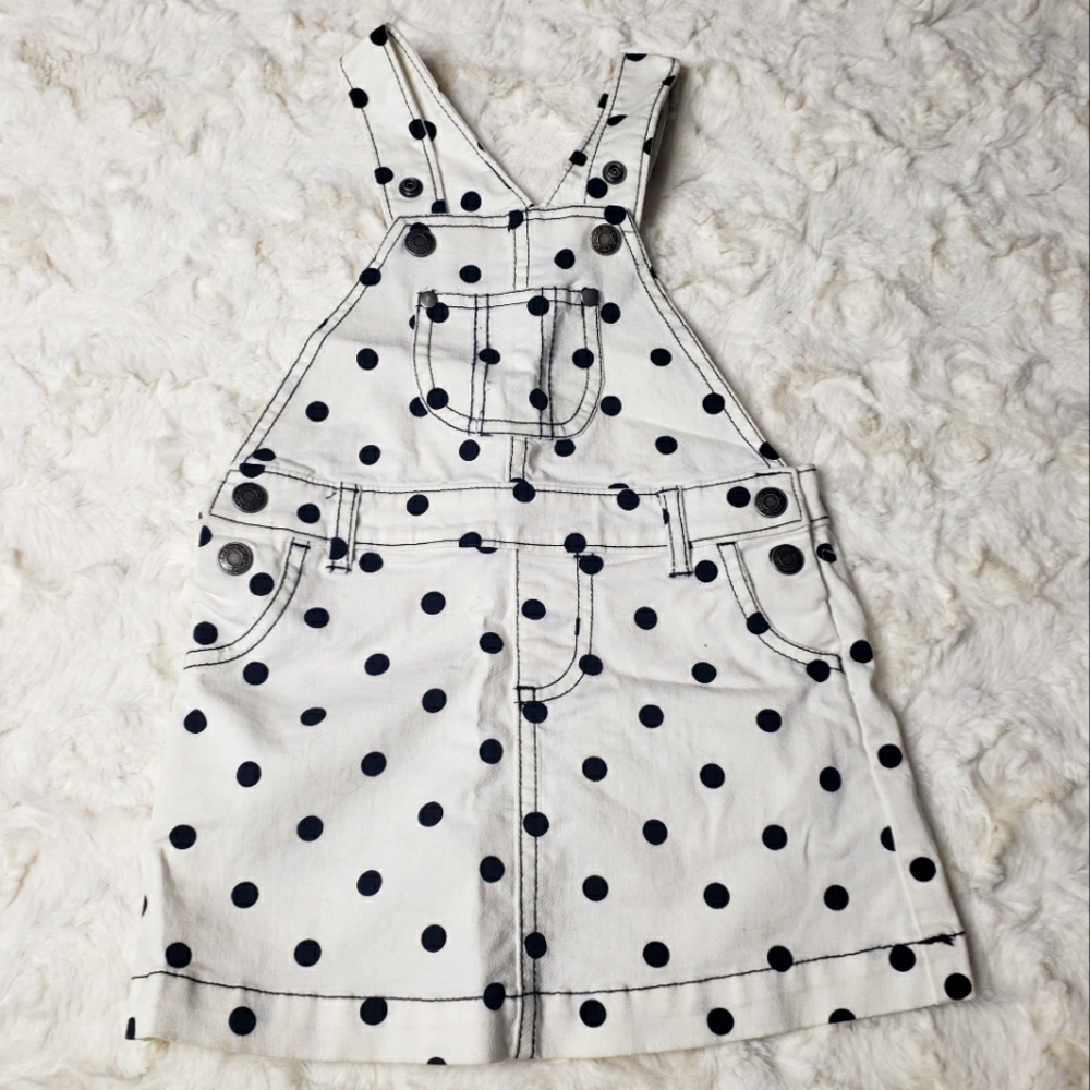 Cute Girl black and white polka dot overall dress 24 months